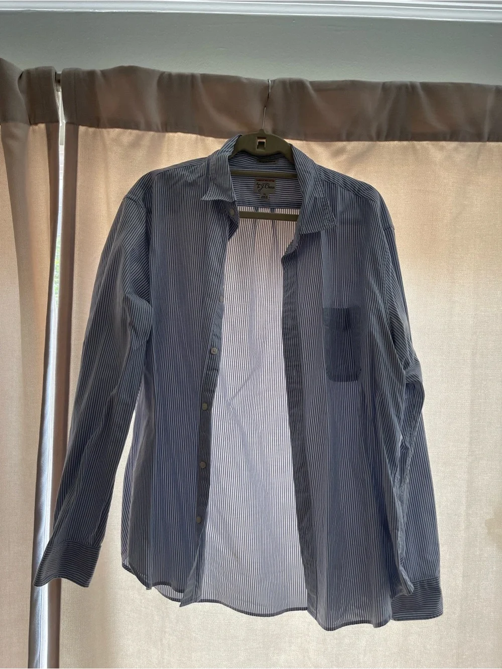J. Crew Blue Stripe Button-Up Shirt Untucked